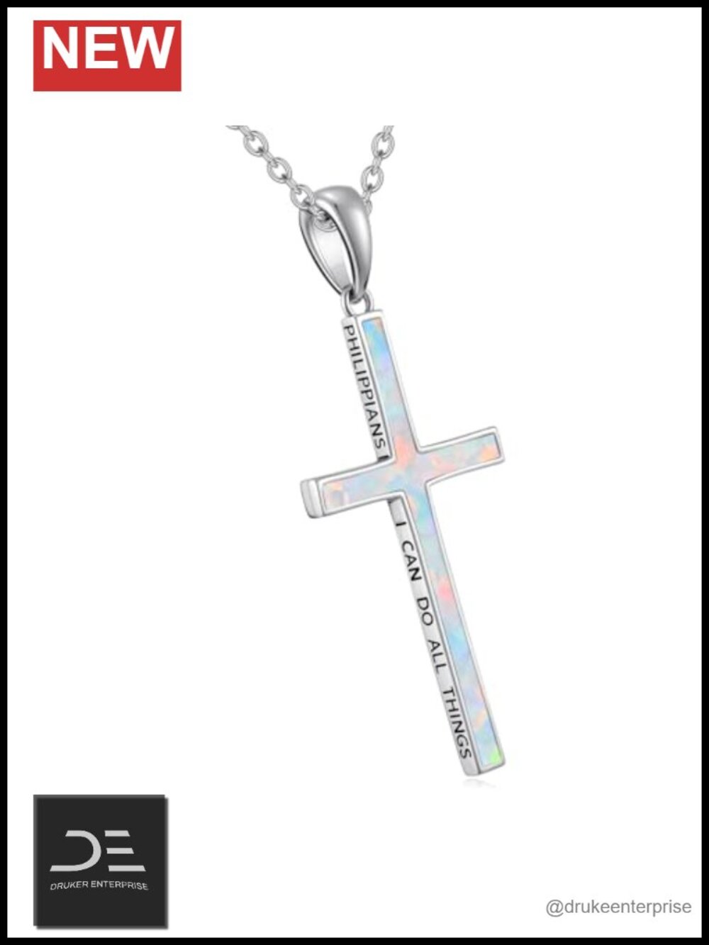 925 Sterling Silver Cross Necklace Inspirational Bible Verse Pendant Gift for